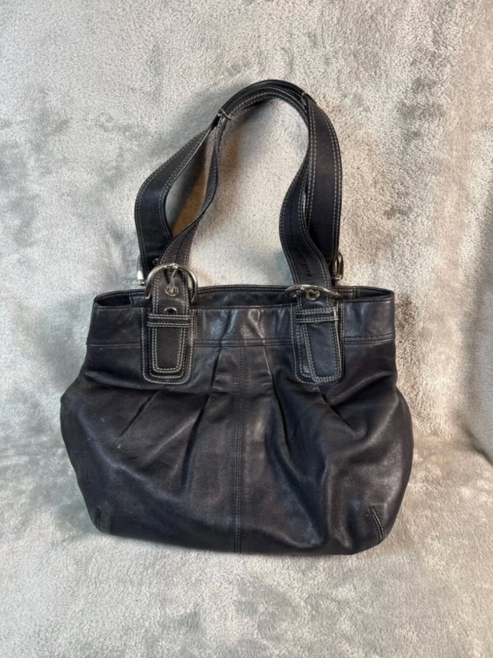 Coach Soho / Hampton Soho Pleated Leather Shoulder Tote Y2K Purse Bag